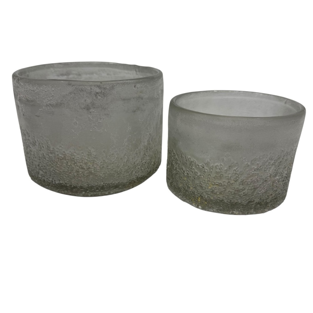 Set of 2 Frosted Glass Plant Pots/Bowls